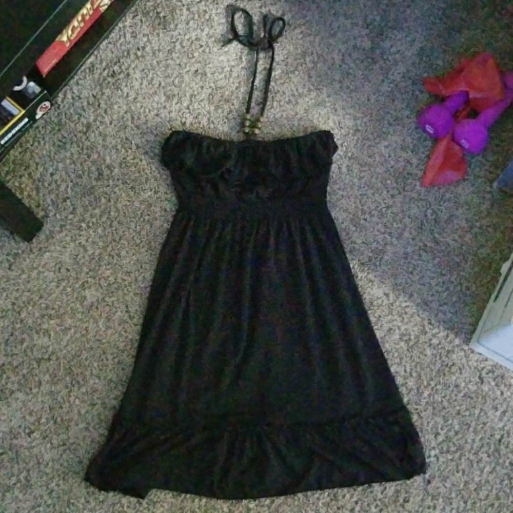 black halter dress