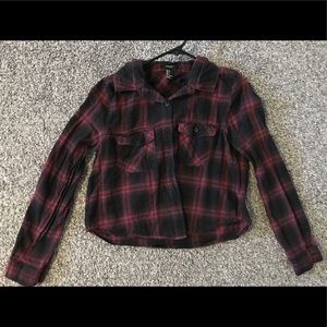 Deep Maroon/Black Flannel Top