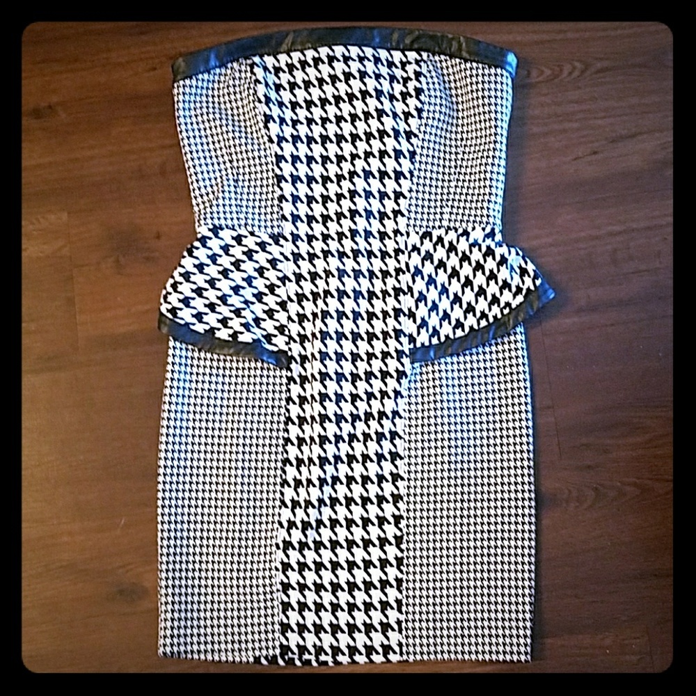 BeBe peplum strapless dress
