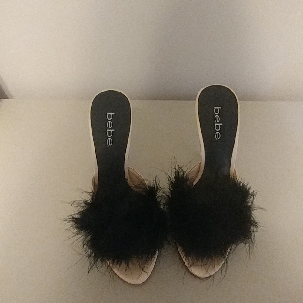 Bebe Boudoir Black Feather Heels- 7