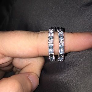 NWOT Blue Topaz and Platinum-Plated Hoop Earrings