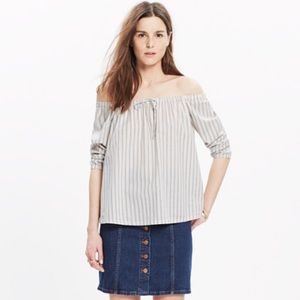 Madewell striped off the shoulder shirt