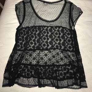 Black mesh top