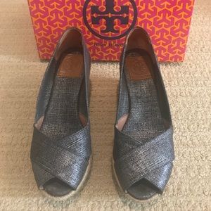 Tory Burch Filipa Metallic Espadrille Wedge