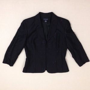 Ann Taylor s 6 dark blue silk jacket, embroidery