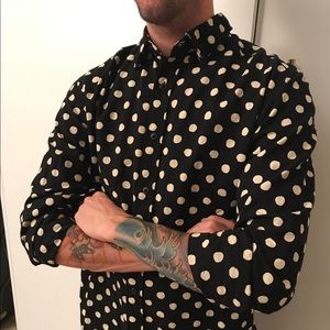 H&M Long sleeve Button down Polka Dot Dress Shirt