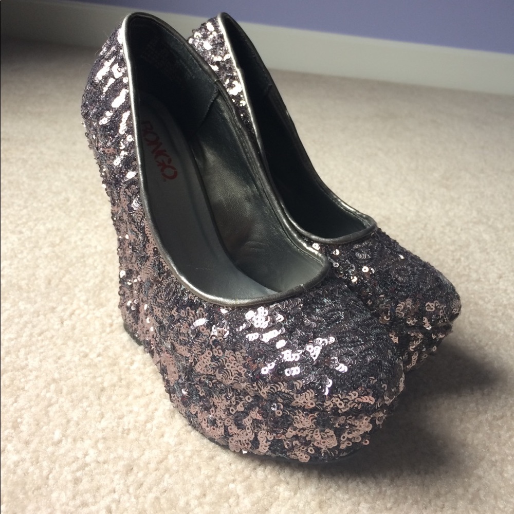 Sequin Wedge Heels