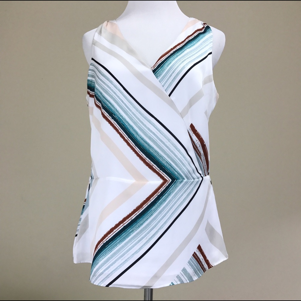 WHBM Top S White Sleeveless Fitted Peplum Office A