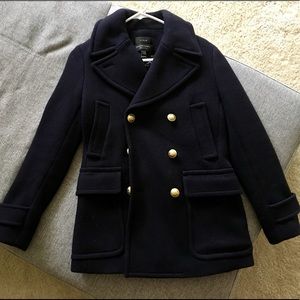 Navy J. Crew stadium cloth peacoat