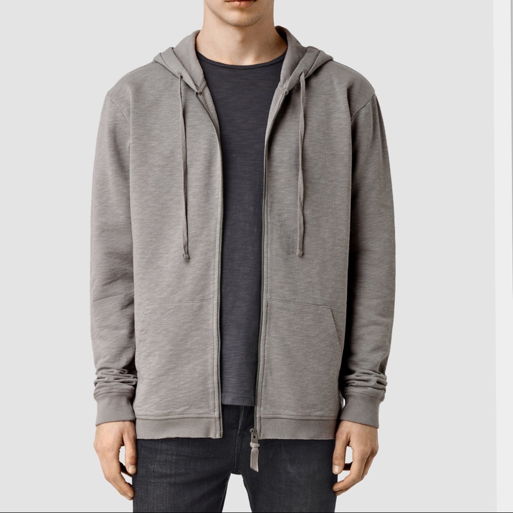 AllSaints Extram Zip Hoody in Steeple Gray - Picture 2 of 4