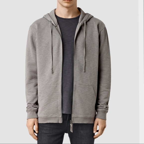 AllSaints Extram Zip Hoody in Steeple Gray - Picture 2 of 4