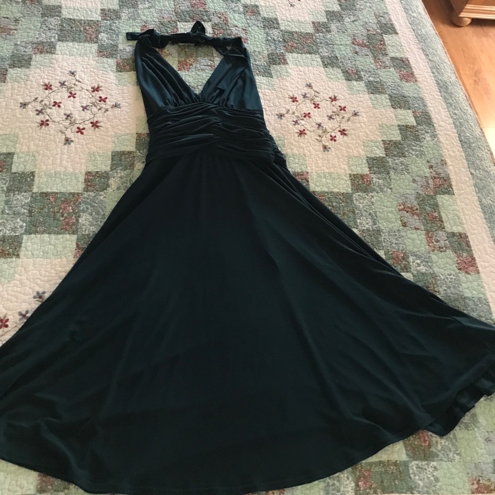 Semi Formal Forest Green Halter Dress