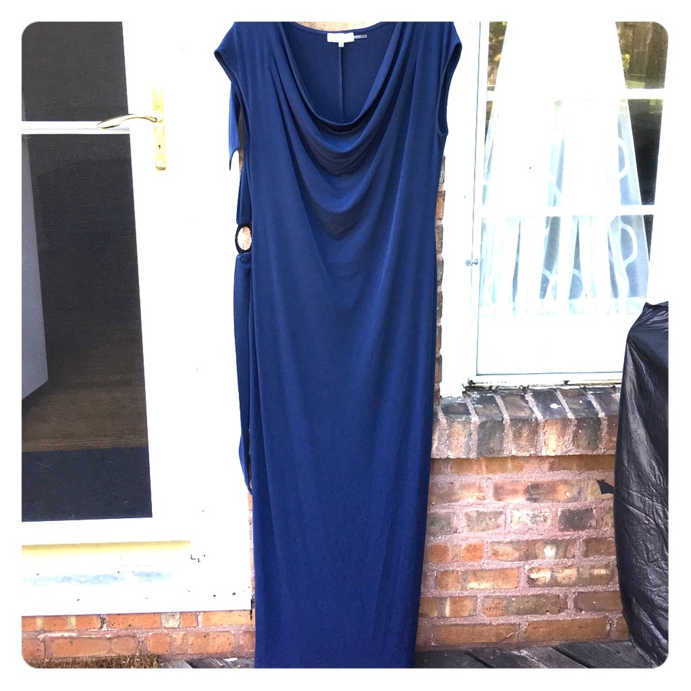 Calvin Klein navyblue full length scoop neck dress