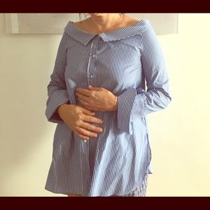 Zara off the shoulder striped blouse