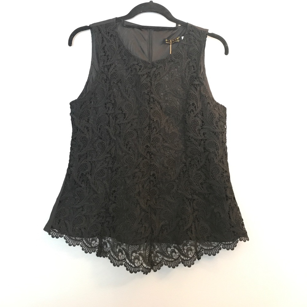 Black lace fitted blouse