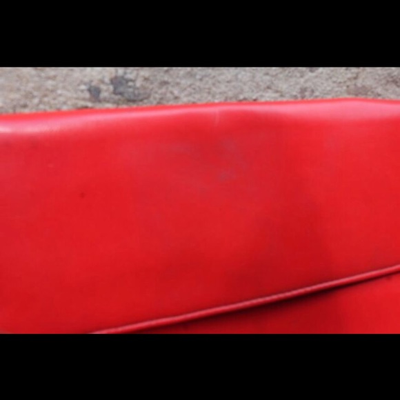 VTG 80s Red Convertible Shoulder Hand Bag Clutch Purse Built-in Compact Mirror - Picture 15 of 16