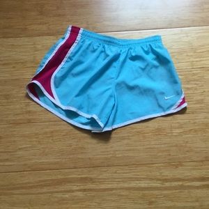 Blue and pink Nike shorts