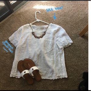 J Crew Factory Linen Split Back Tee