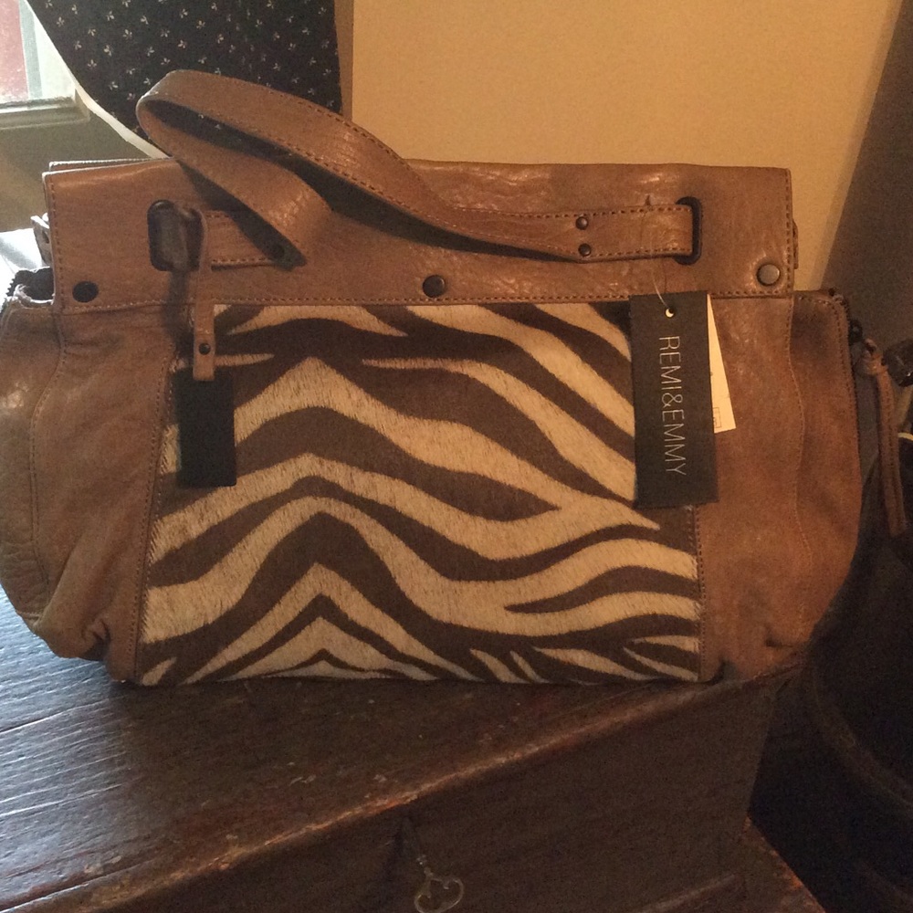 Remi & Emmy leather and hair calf handbag