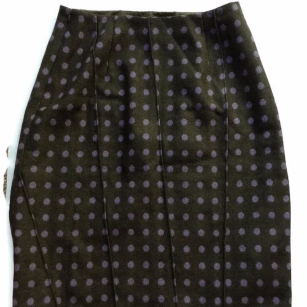 Garnet Hill Purple Polka Dot Wool Pencil Skirt S 6