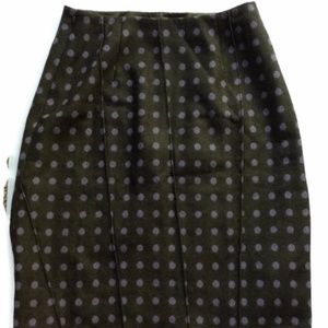 Garnet Hill Purple Polka Dot Wool Pencil Skirt S 6