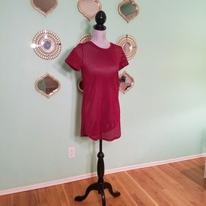 CLOSET SALE Burgundy Mesh Shirt/Dress
