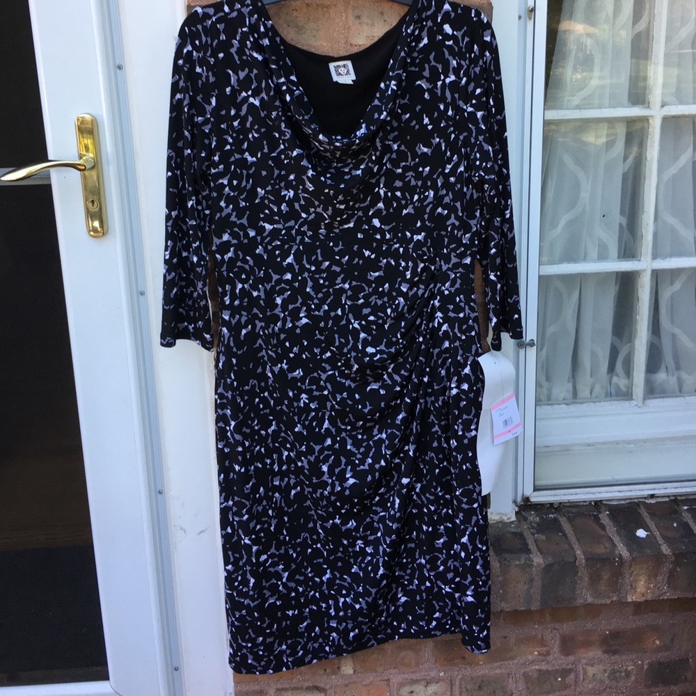 Anne Klein black white and gray dress