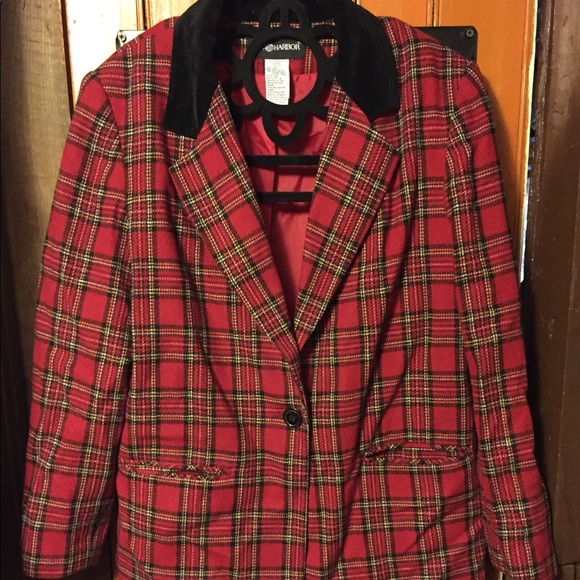 Plaid Jacket with Velvet Collar - Picture 2 of 4