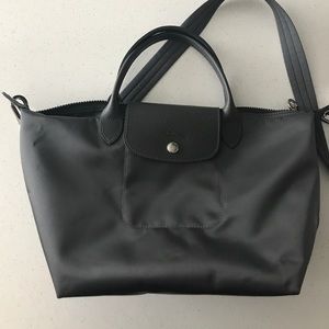 Gray Longchamp cross body or purse (2 way bag)