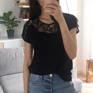 Maje black crochet tee, size 1