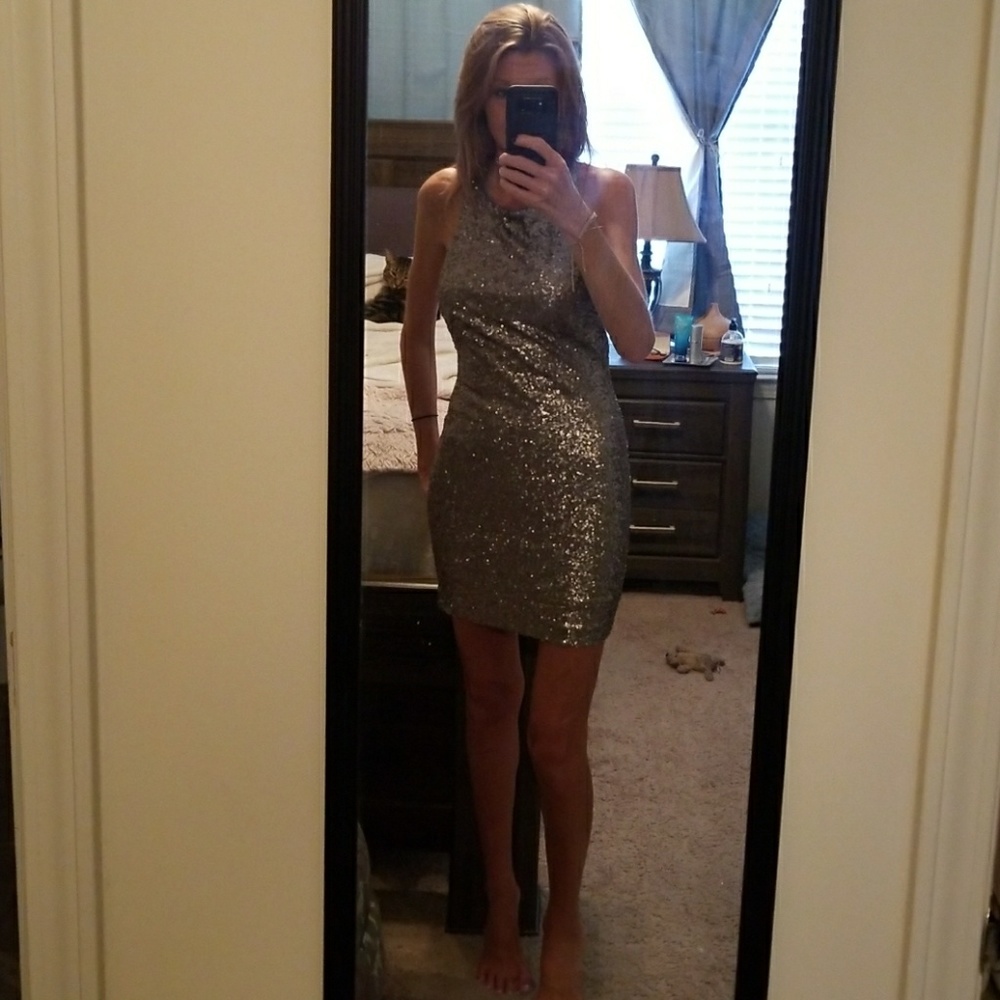Silver sequin dress by Lush