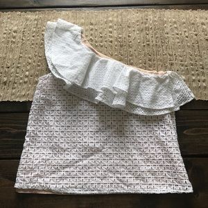 J. Crew one shoulder eyelet top