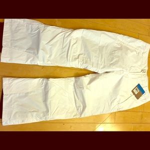 White ski pants from Columbia