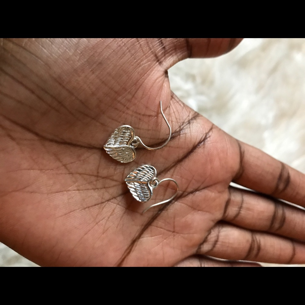 Silver angel wings earrings
