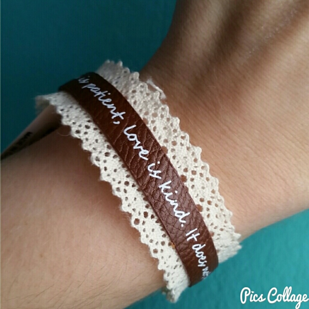 "Love Does Not Envy..." Corinthians Faux Leather Snap Cuff