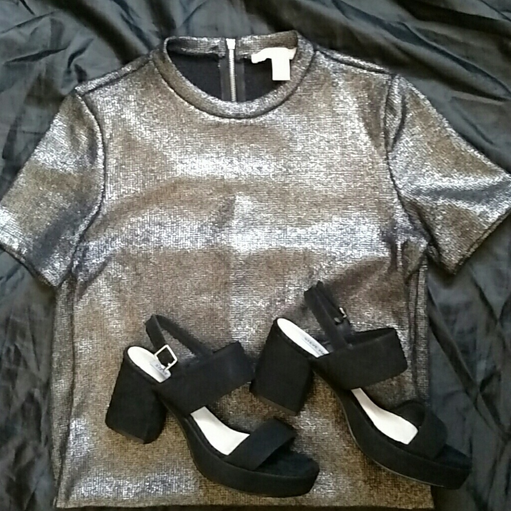 Shiny Gunmetal Bodycon Dress