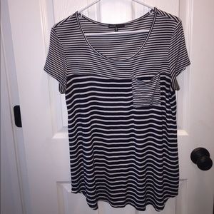 Navy and White Striped Top