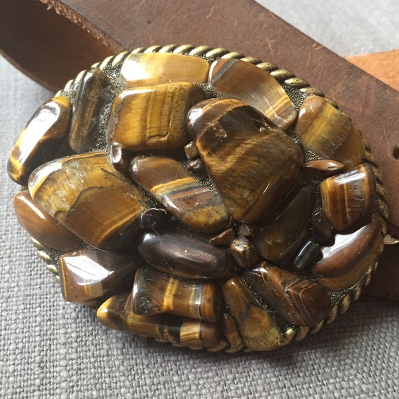 Vintage Wear Leather Belt with Tigereye Buckle main image 6