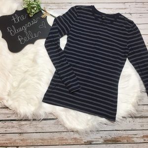 Ann Taylor Stripped Navy & White long sleeve shirt