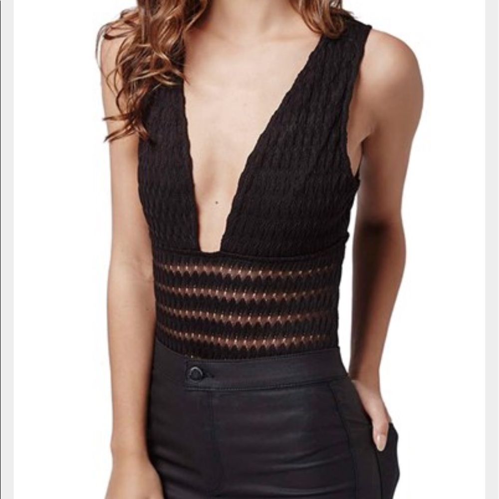 Black Lace deep plunge Topshop bodysuit