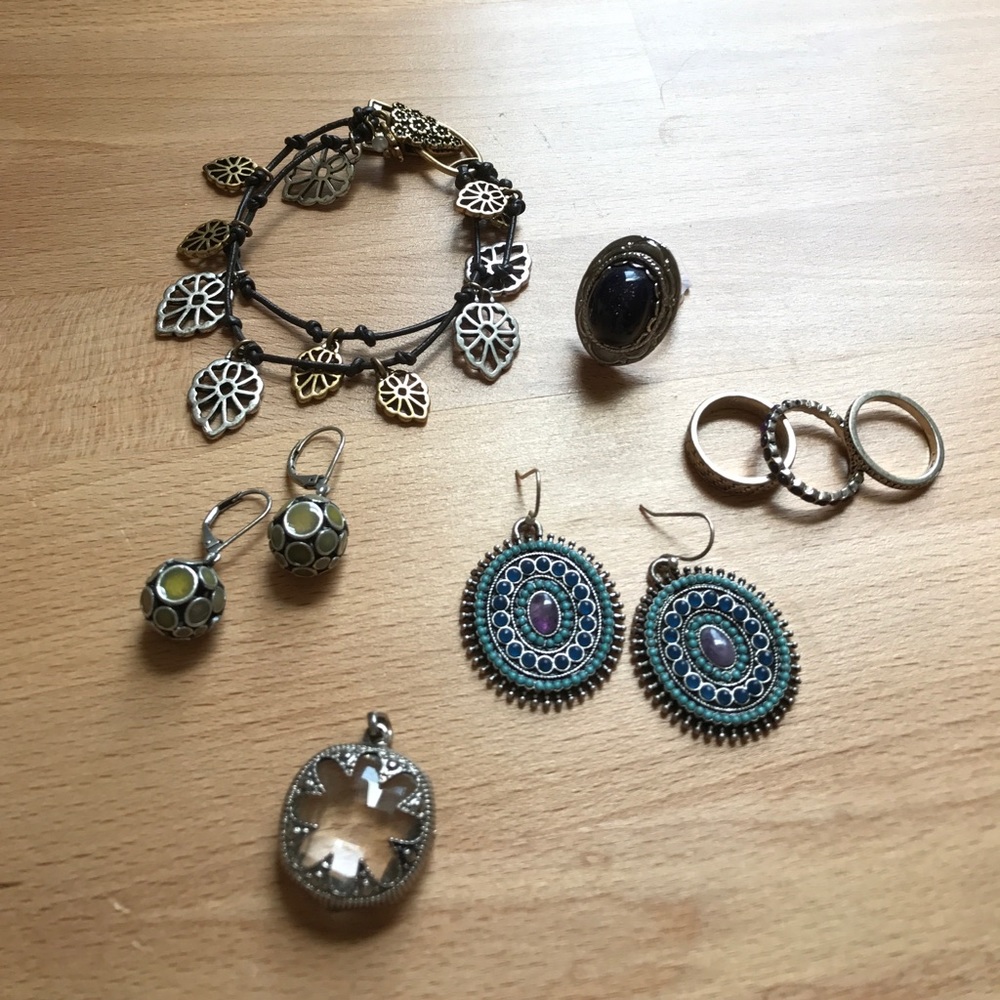 Silver/blue/green jewelry lot Lucky Brand gemstone