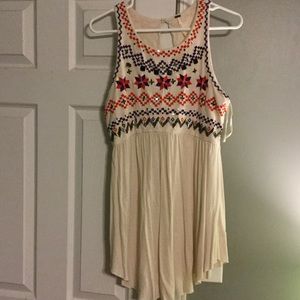 Free people long cream tank with design