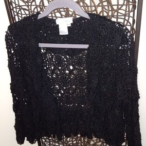 Black crochet style jacket. Bell sleeves.