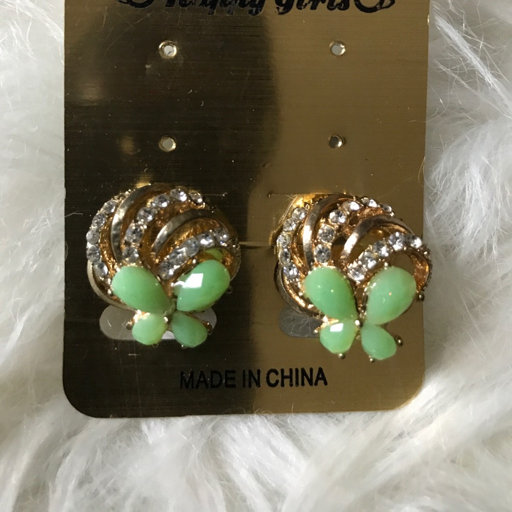 Gold and lime green studs