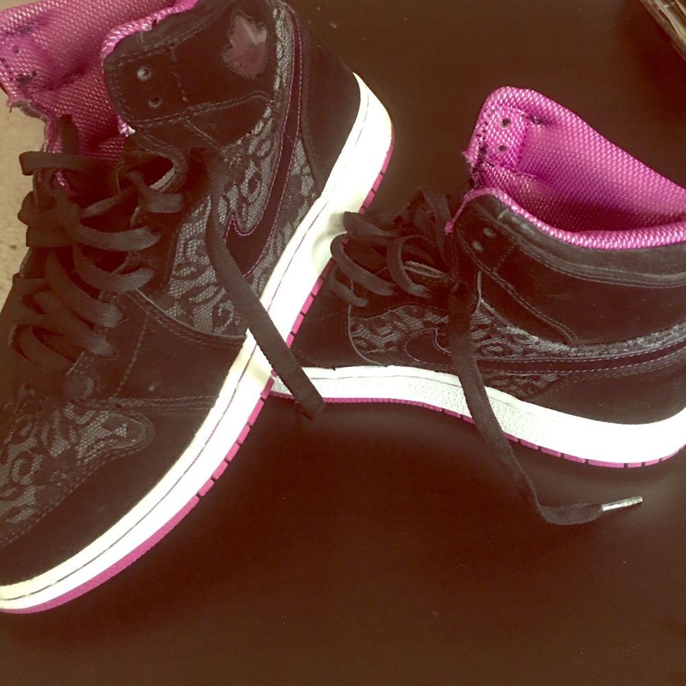 Youth jordans purple and lace