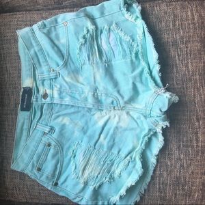 Mink Pink turquoise cutoff shorts