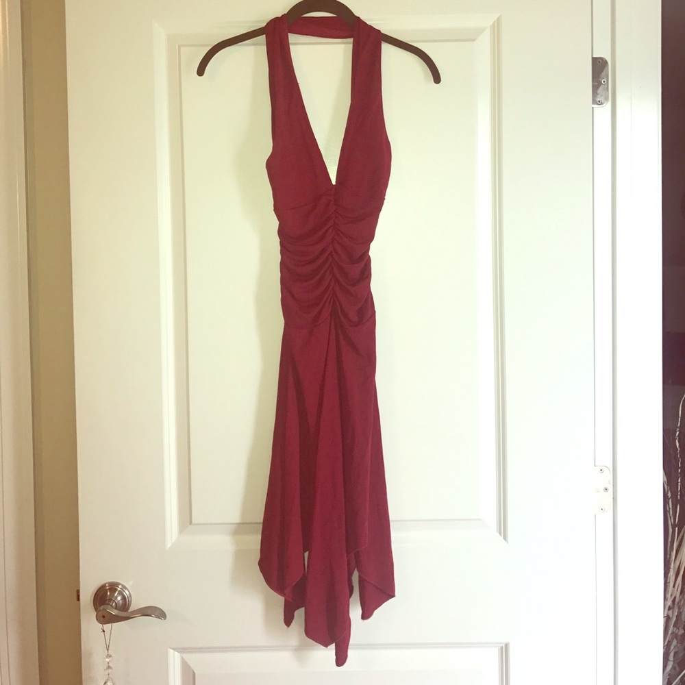 arden b asymmetric red dress