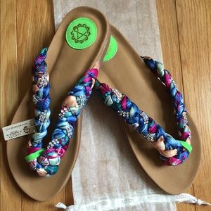 AMRITA SINGH BRAIDED JEWELED FLIPFLOP SANDALS