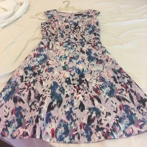 JCrew Watercolor print flare dress