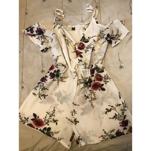 White Flowered Romper